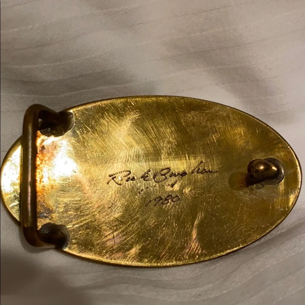 BELT BUCKLE BRASS HAND SIGNED BELT 1980